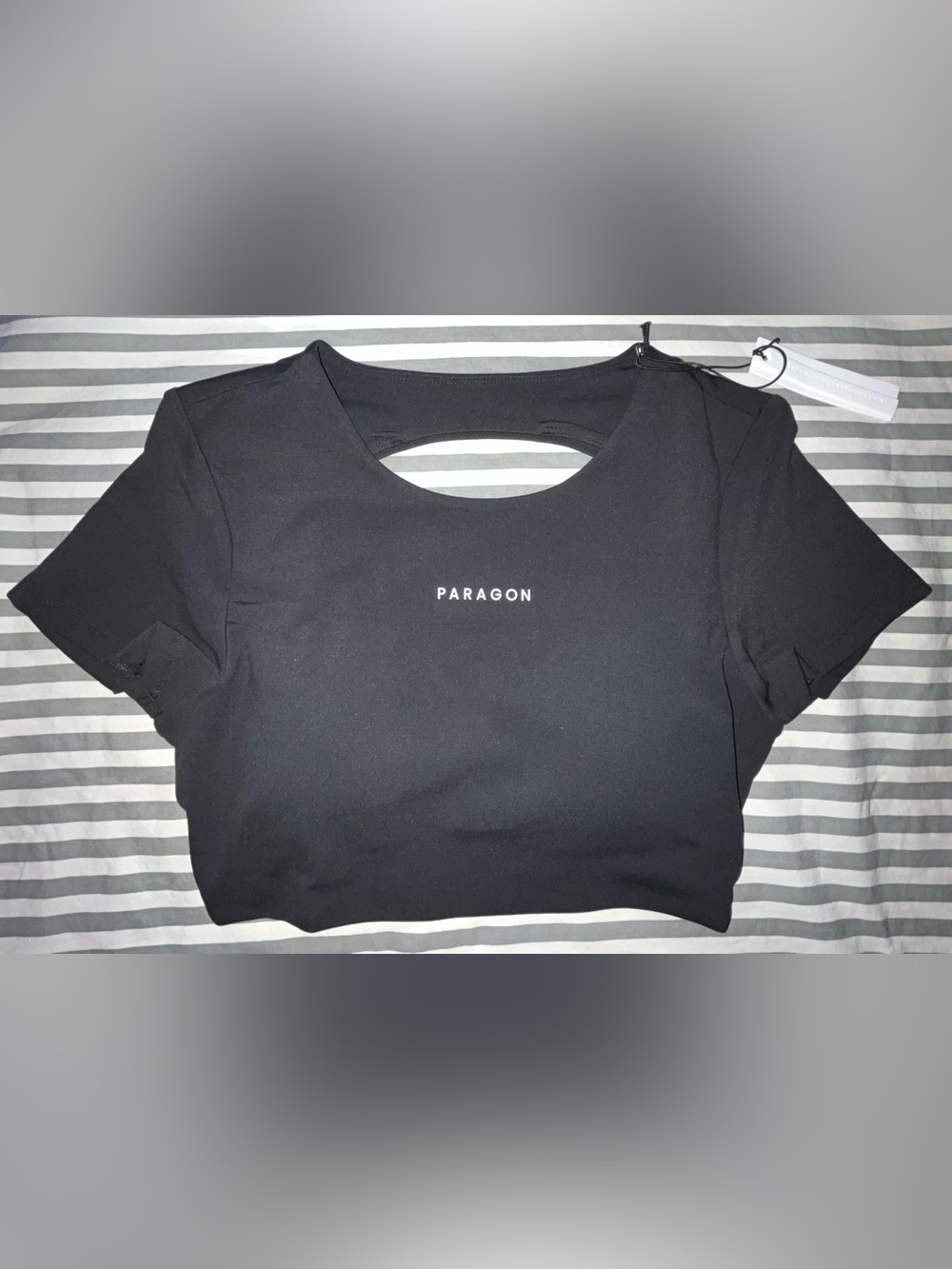 Paragon Fitwear FormLux SmoothHold Open Back Crop Top in Black Size S